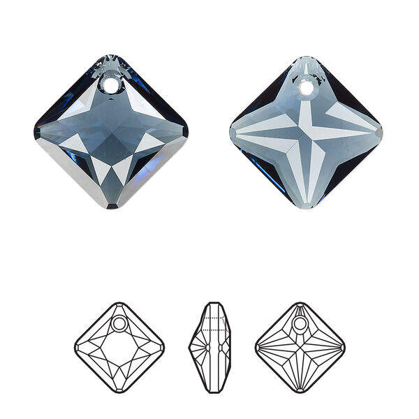 Drop 1pk Montana, Crystal Passions® 16mm pendant princess cut 6431 image number 0