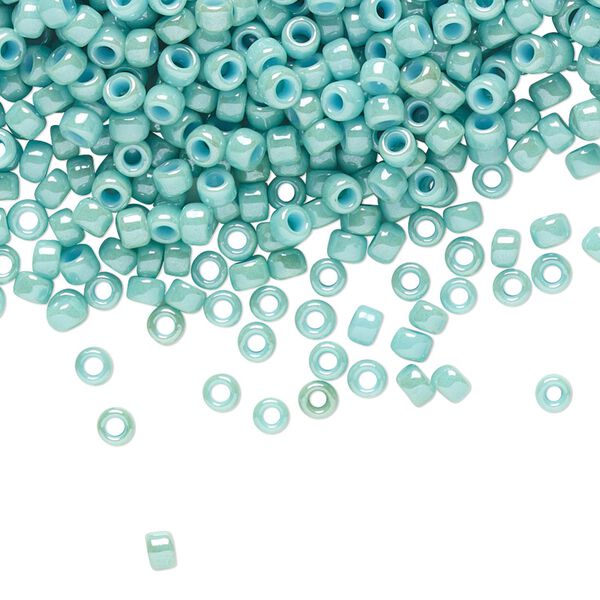 Seed bead, TOHO BEADS®, glass, pkg/50g, #8 round, opaque luster lagoon (TR-08-1611). image number 0