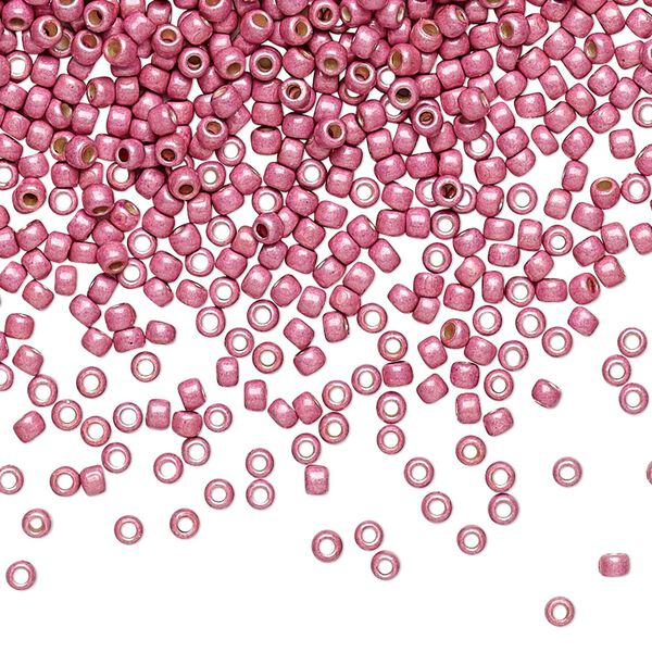 Seed bead, TOHO BEADS®, glass, pkg/7.5g, #11 round, opaque galvanized matte pink lilac (TR-11-PF553F). image number 0