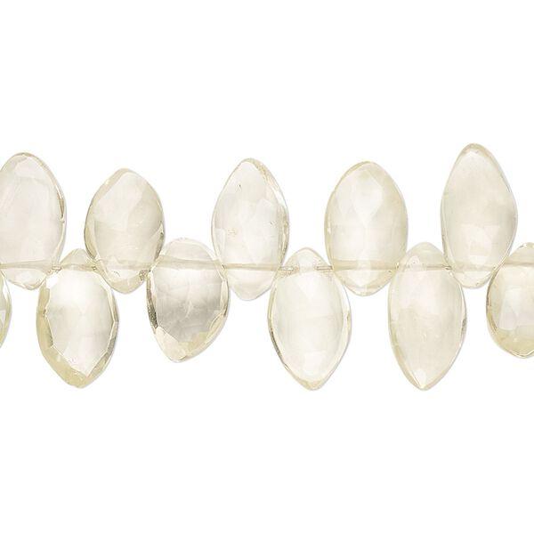Lemon quartz 1pkg1, hand-cut top-drilled faceted puffed marquise bead 9 inch 9x5mm-12x7mm image number 0