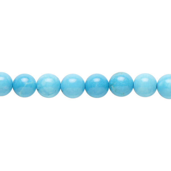 Bead, magnesite (dyed/stabilized), blue, 6mm round, B grade, Mohs hardness 3-1/2 to 4. Sold per 15-1/2 inch strand, approximately 65 beads. image number 0