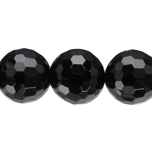 Black onyx 1pkg1, faceted round bead 15.5-16 inch 16mm image number 0