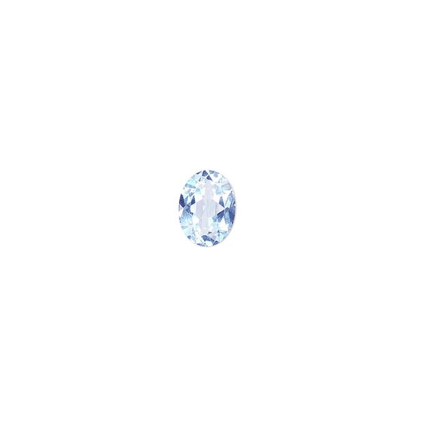 Sky blue topaz 1pkg1, hand-cut faceted oval gem 8x6mm image number 0