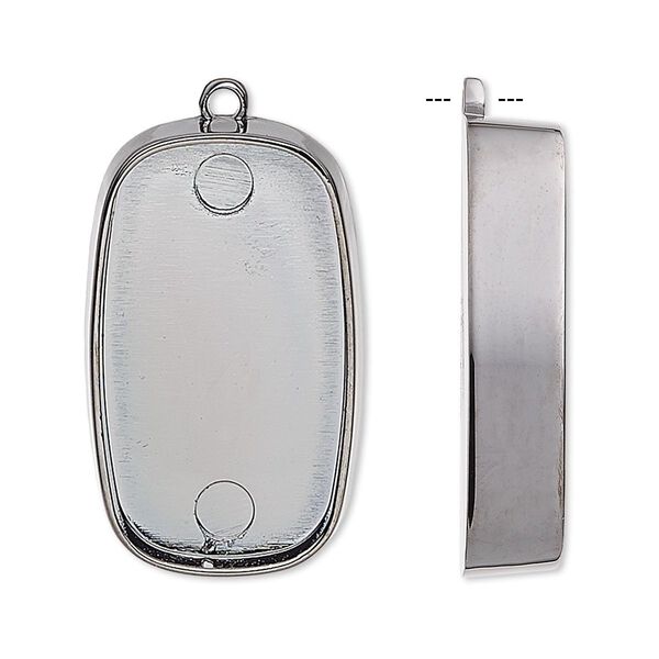 Focal, gunmetal-plated "pewter" (zinc-based alloy), 30x18mm rounded rectangle with 28x16mm non-calibrated rectangle setting. Sold individually. image number 0