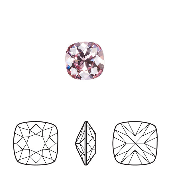 Fancy stone 6pk light rose foil back, Crystal Passions® 10mm cushion 4470 image number 0