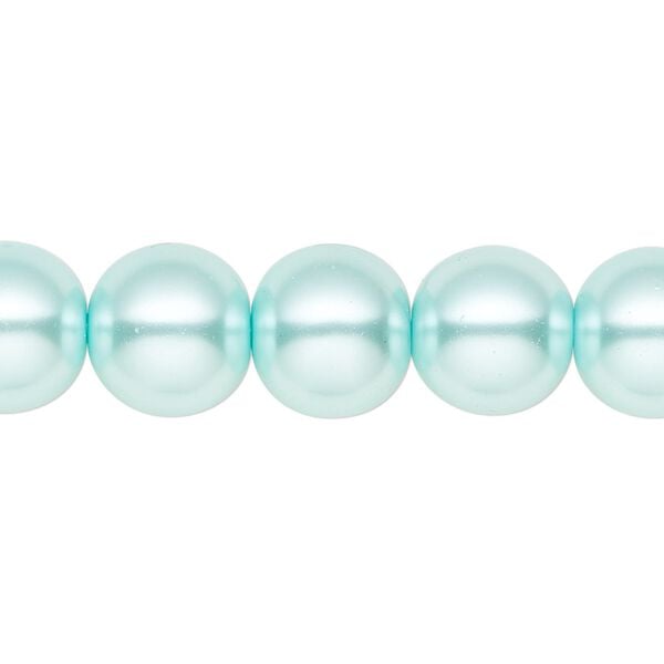 Bead, crystal pearl, aqua blue, 12mm round. Sold per 15-1/2" to 16" strand, approximately 30 beads. image number 0