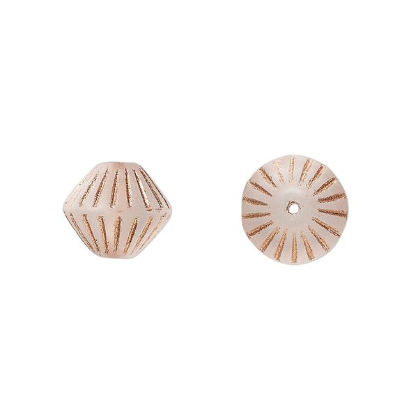 Bead, Preciosa, Czech pressed glass, opaque clear matte copper, 11mm fluted bicone. Sold per pkg of 12. image number 0
