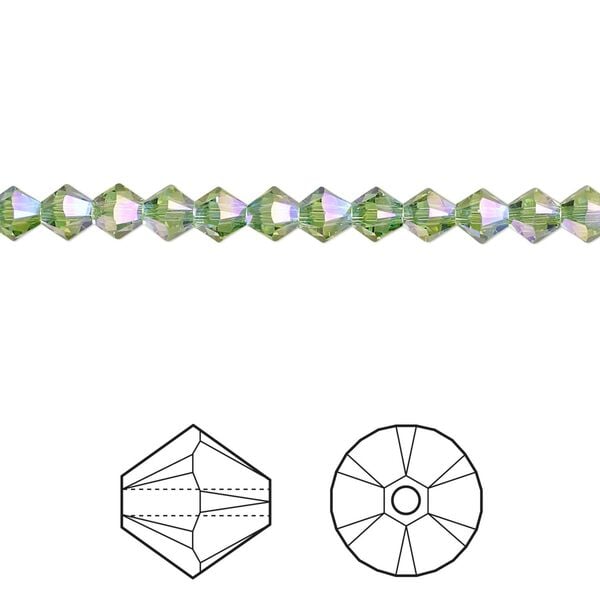 Bead 1440pk peridot shimmer 2X, Swarovski® 4mm XILION bicone 5328 image number 0
