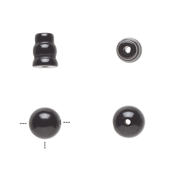 Black onyx 2pkg2, T-drilled round / cone bead 8mm / 8x5mm-9x6mm image number 0