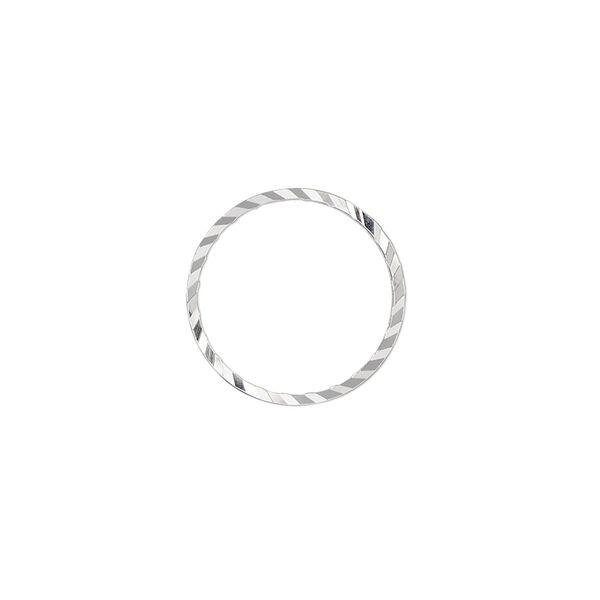 Component, silver-plated brass, 16mm single-sided diamond-cut open round, 1mm thick. Sold per pkg of 100. image number 0