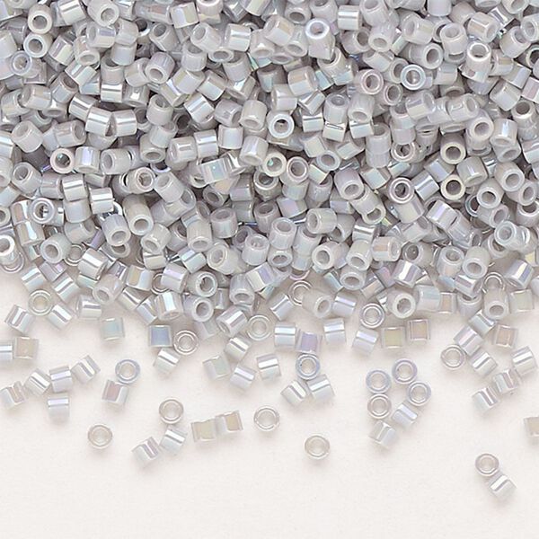 Seed bead, Delica®, glass, pkg/50g, #15 round, opaque rainbow ghost grey (DBS-1579). image number 0
