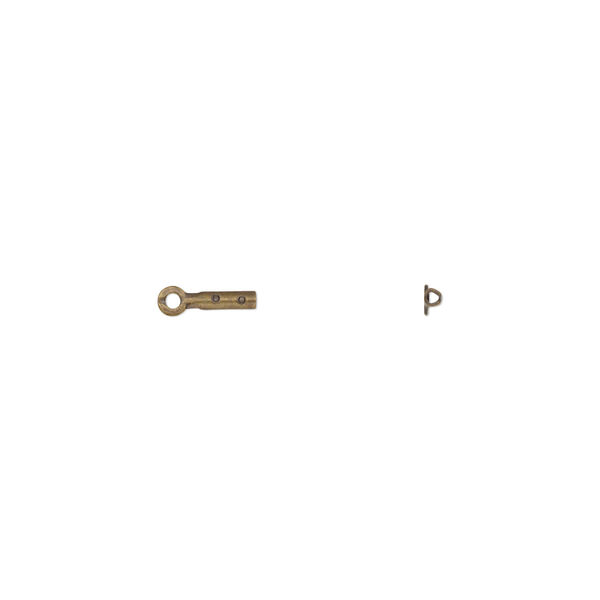 Cord end, crimp, antique gold-plated brass, 4x1mm tube. Sold per pkg of 500. image number 0