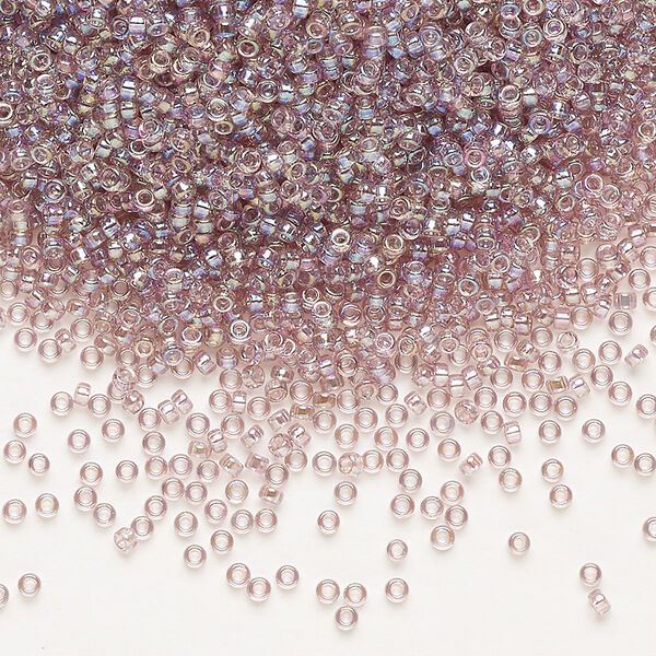 Seed bead, Miyuki, glass, pkg/35g, #15 rocaille, translucent rainbow smoky amethyst (RR-256). image number 0