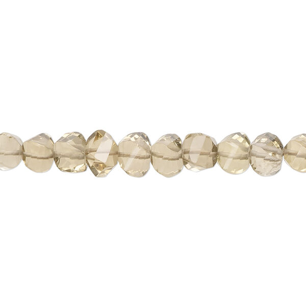 Champagne quartz 1pkg1, hand-cut twisted faceted cube bead 8 inch 5x4mm-7x6mm image number 0