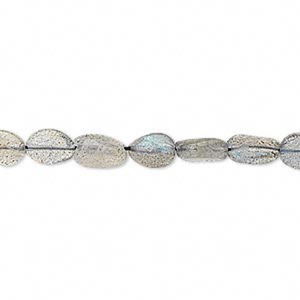 Labradorite 1pkg1, hand-cut flat oval bead natural 13 inch 6x4mm-8x6mm image number 0