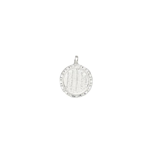 Drop, silver-plated brass, 9.5mm round with SS34 round setting. Sold individually. image number 0