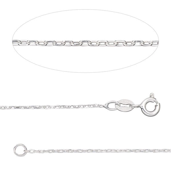 Chain, Gossamer™, sterling silver, 1mm cable, 18 inches with springring clasp. Sold individually. image number 0