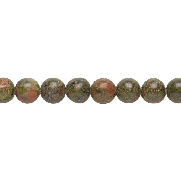 Bead, unakite (natural), 6mm round, B grade, Mohs hardness 6 to 7. Sold per 15-1/2" to 16" strand. image number 0