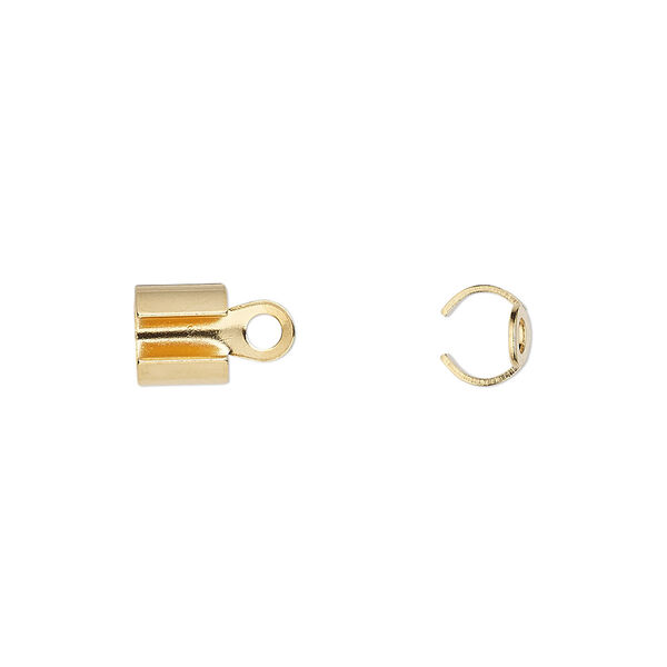 Cord end, fold-over, gold-plated steel, 7x6mm, 5.5mm inside diameter. Sold per pkg of 100. image number 0