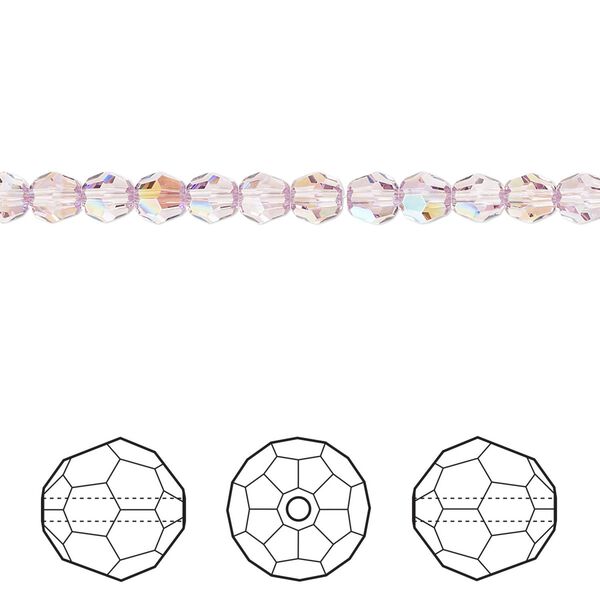 Bead 12pk light amethyst shimmer, Crystal Passions® 4mm round 5000 image number 0