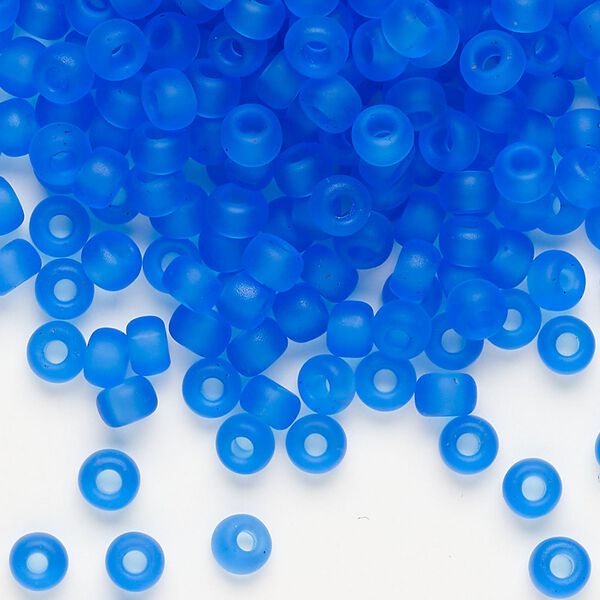 Seed bead, Miyuki, glass, pkg/25g, #6 rocaille, translucent matte sapphire (RR-150F). image number 0