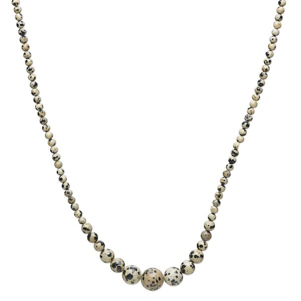 Dalmatian jasper 1pkg1, round bead natural 18 inch graduated 3-11mm image number 0