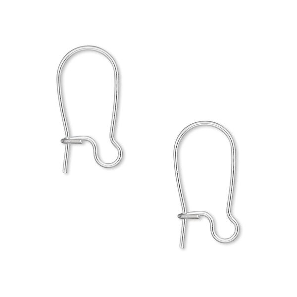 Ear wire kidney 1pkg100 silver-plated, 18mm / open loop, 21 gauge brass 50 pair image number 0