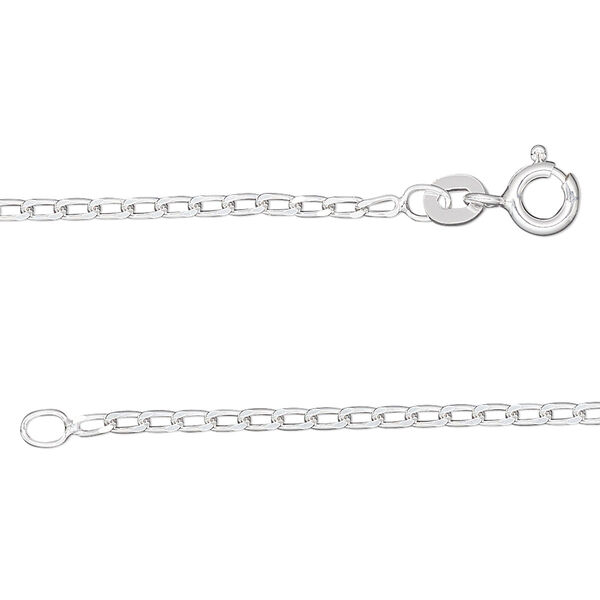 Chain, sterling silver, 1.7mm diamond-cut long curb, 7 inches. Sold individually. image number 0