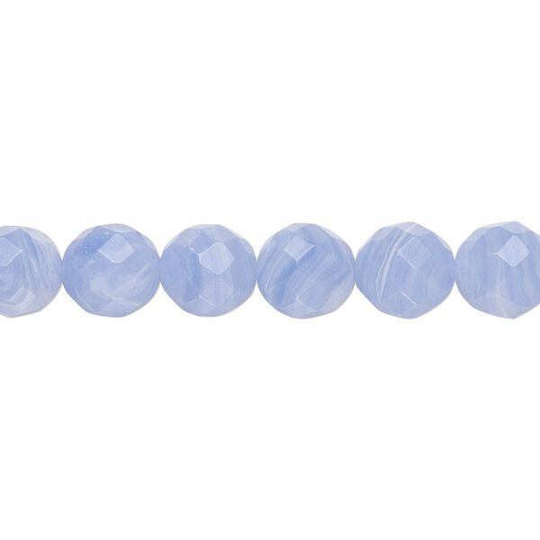 Bead, blue lace "agate" (resin) (imitation), blue and white, 8mm faceted round. Sold per 15-1/2" to 16" strand. image number 0