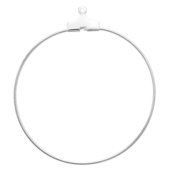 Beading hoop, silver-plated brass, 40mm round. Sold per pkg of 100. image number 0