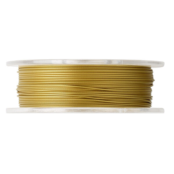 Beading wire, Tigertail™, nylon-coated stainless steel, gold, 7 strand, 0.022-inch diameter. Sold per 30-foot spool. image number 0