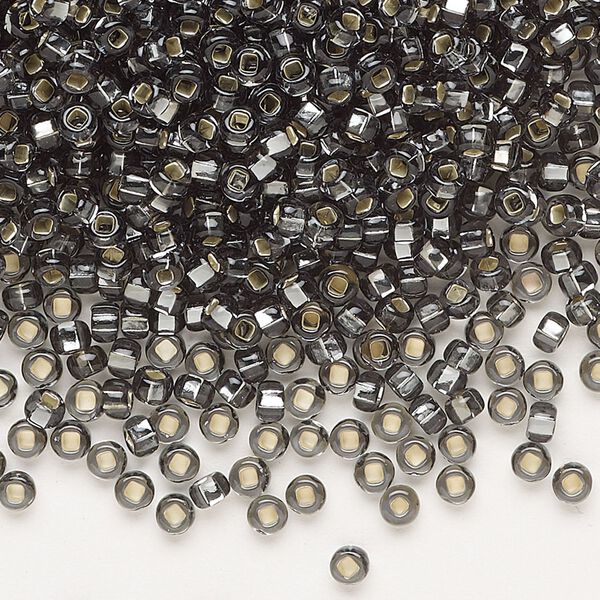 Seed bead, Preciosa Ornela Czech glass, pkg/50g, #8 rocaille, transparent silver-lined grey, (47010). image number 0