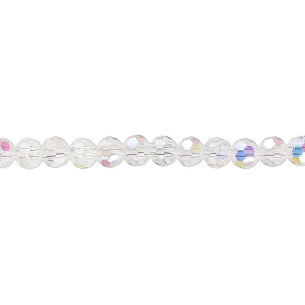 Bead 1pk 32 facets transparent clear AB, Celestial Crystal® 4mm round 15.5-16 inch image number 0
