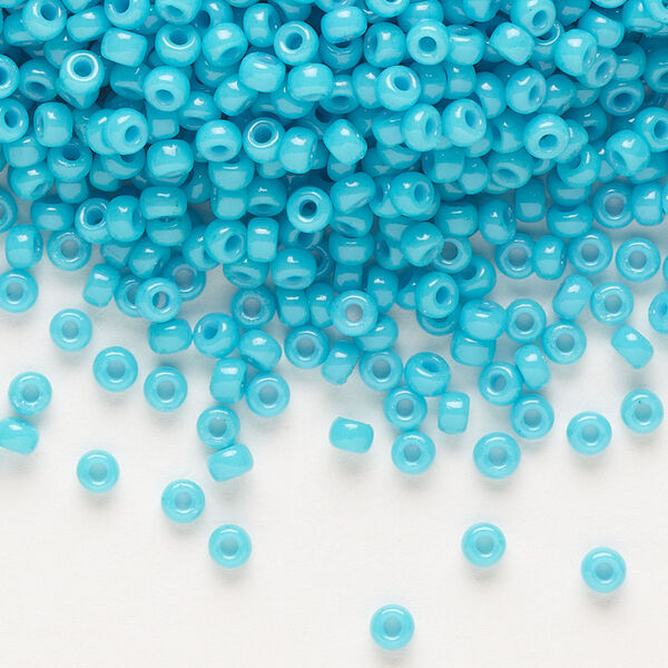 Seed bead, Miyuki, glass, pkg/50g, #8 rocaille, Duracoat® opaque outside dyed underwater blue, (RR-4480). image number 0