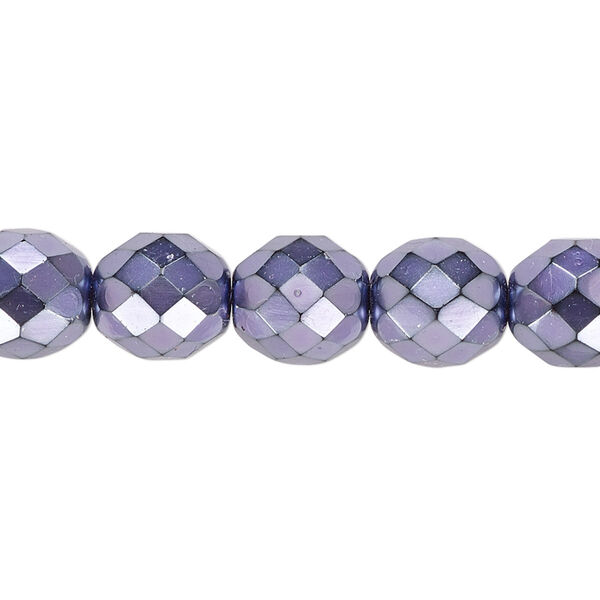 Bead, Czech fire-polished glass, lilac carmen, 10mm faceted round. Sold per 15-1/2" to 16" strand. image number 0
