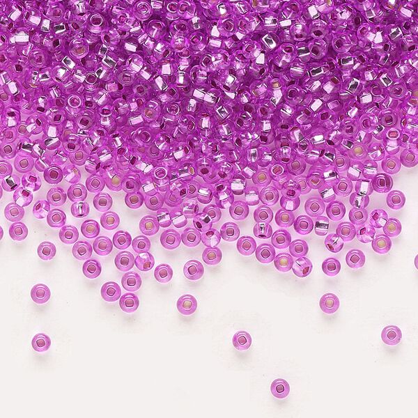 Seed bead, Preciosa Ornela Czech glass, pkg/50g, #11 rocaille, transparent silver-lined dark purple, (18228). image number 0