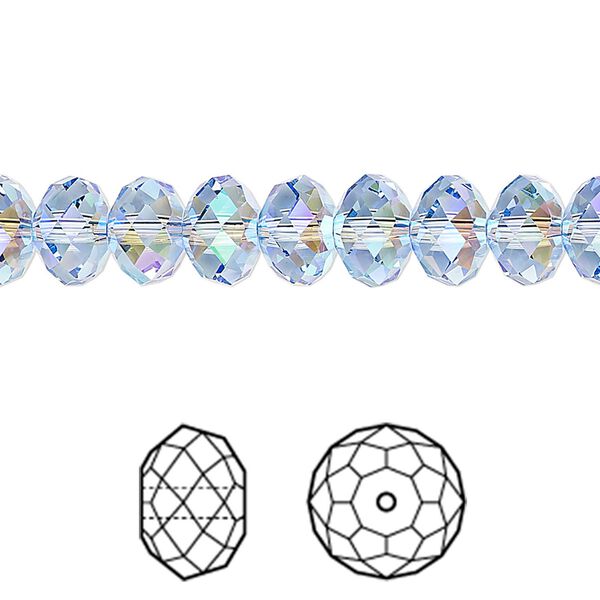 Bead 288pk light sapphire shimmer 2X, Swarovski® 8x6mm rondelle 5040 image number 0
