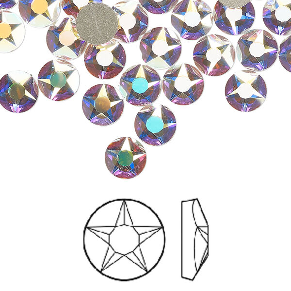 Flat back 288pk crystal AB foil back, Swarovski® 6.32-6.5mm round SS30 2100 image number 0