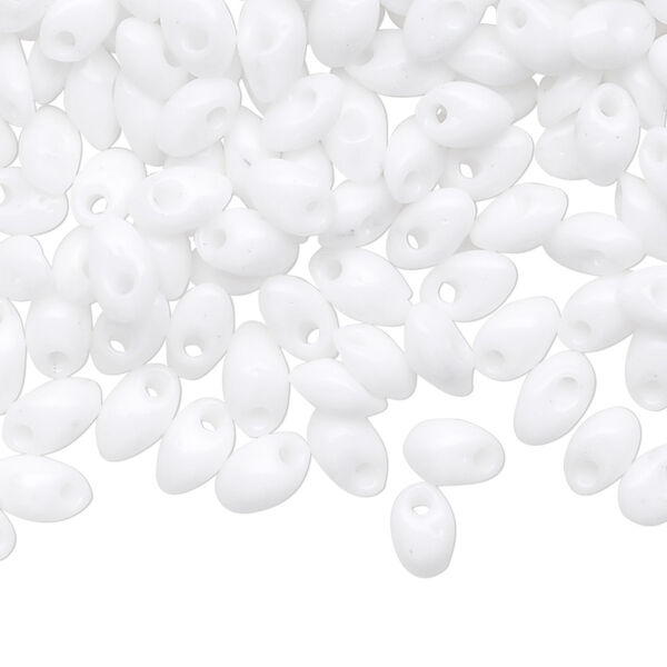 Seed bead, Miyuki, glass, pkg/250g, 7x4mm long magatama, opaque white, (LMA-402). image number 0