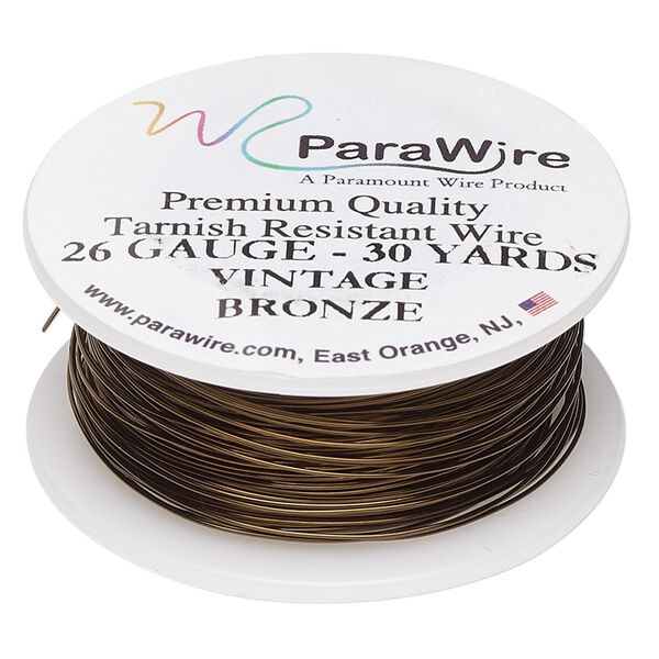 Wire, ParaWire™, vintage bronze-finished copper, round, 26 gauge. Sold per 30-yard spool. image number 0