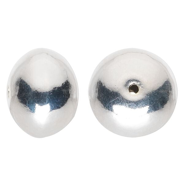 Bead, Hill Tribes, silver-plated brass, 21x16mm-21x17mm smooth rondelle with 1.5-2mm hole. Sold individually. image number 0