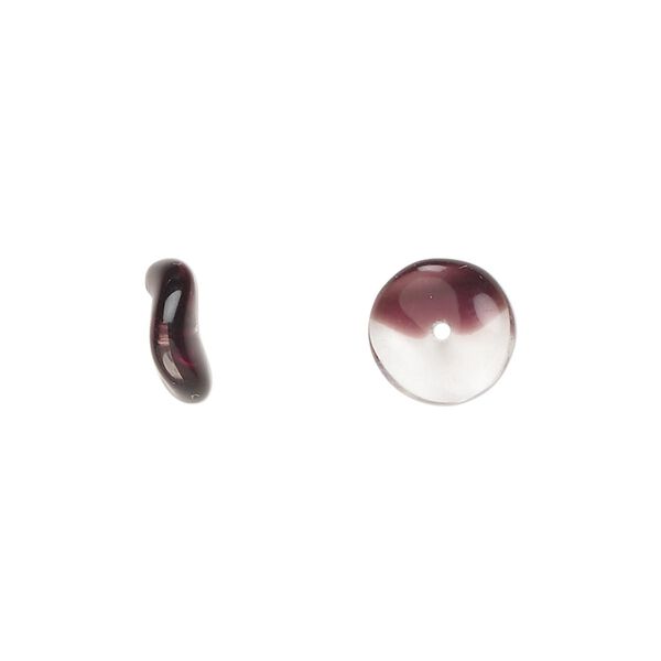 Bead, Czech pressed glass, purple/clear, 10x4mm rondelle. Sold per 15" to 16" strand. image number 0