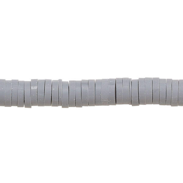 Bead, polymer clay, opaque light grey, 6x1.5mm heishi. Sold per pkg of (2) 15-1/2" to 16" strands. image number 0