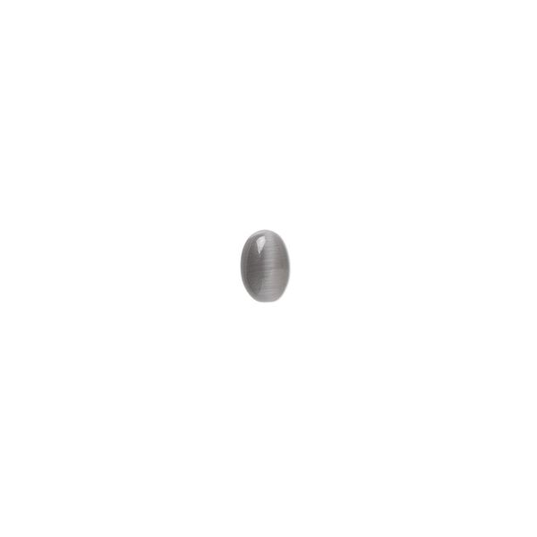 Cabochon, cat's eye glass (fiber optic glass), black, 6x4mm calibrated oval, quality grade. Sold per pkg of 10. image number 0