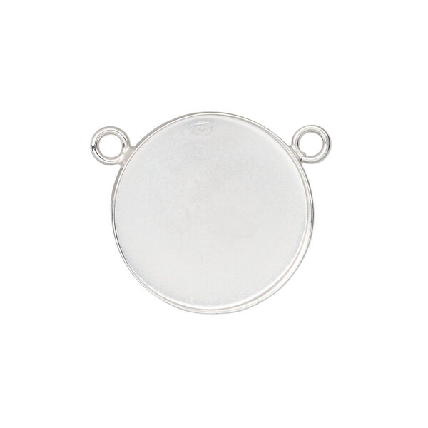 Connector, sterling silver, 21mm round with 20mm bezel cup setting. Sold individually. image number 0