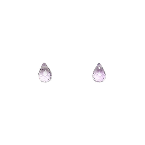 Amethyst 1pkg2, hand-cut top-drilled faceted briolette bead natural 6x4mm image number 0