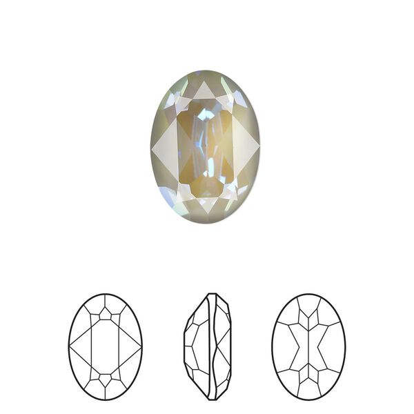 Fancy stone 12pk crystal serene gray DeLite, Crystal Passions® 14mm oval 4120 image number 0