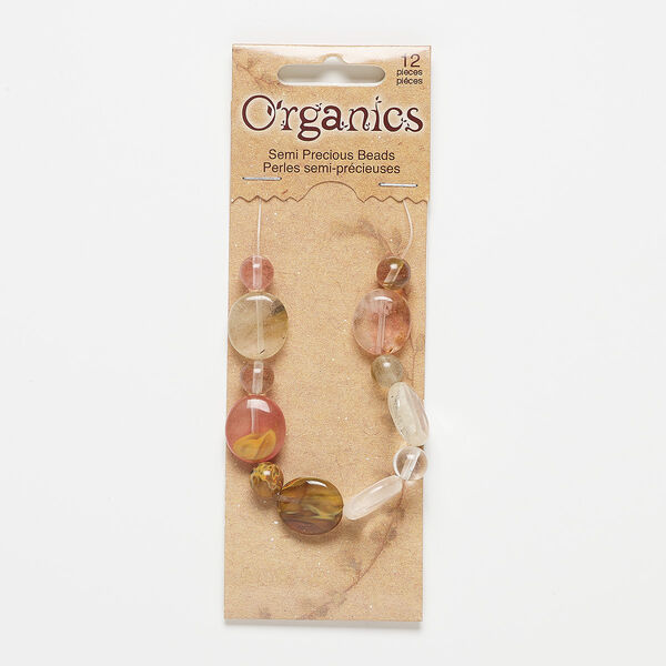 Bead, tigerskin glass, 7-8mm round and 16x14mm-17x15mm puffed oval. Sold per pkg of 12. image number 0