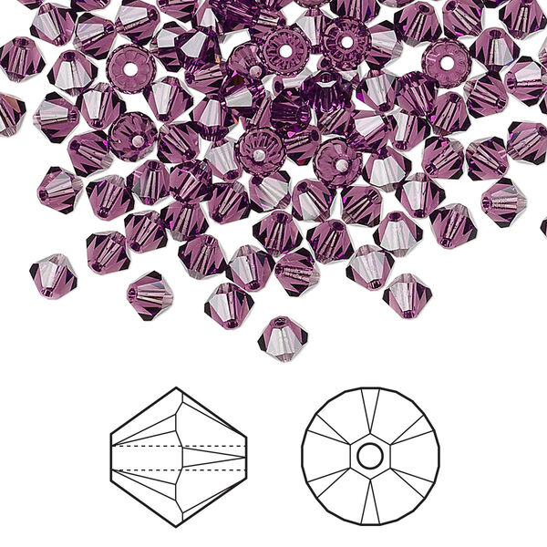 Bead 1440pk amethyst, Swarovski® 4mm XILION bicone 5328 image number 0