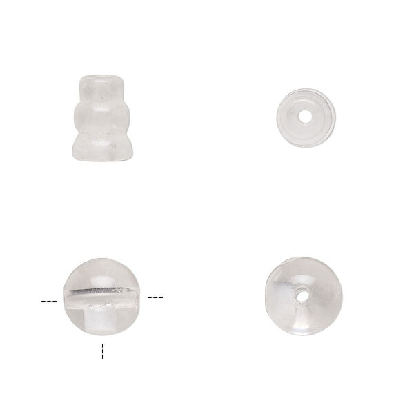 Quartz crystal 2pkg2, T-drilled round / cone bead natural 8mm / 8x5mm-9x6mm image number 0